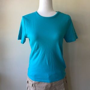 Chaps T-Shirt 100% cotton shoulder detail Size M